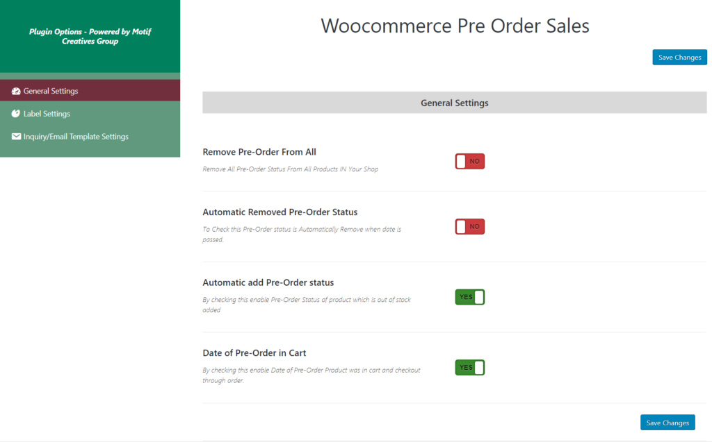 Configuration of WooCommerce Pre-Order